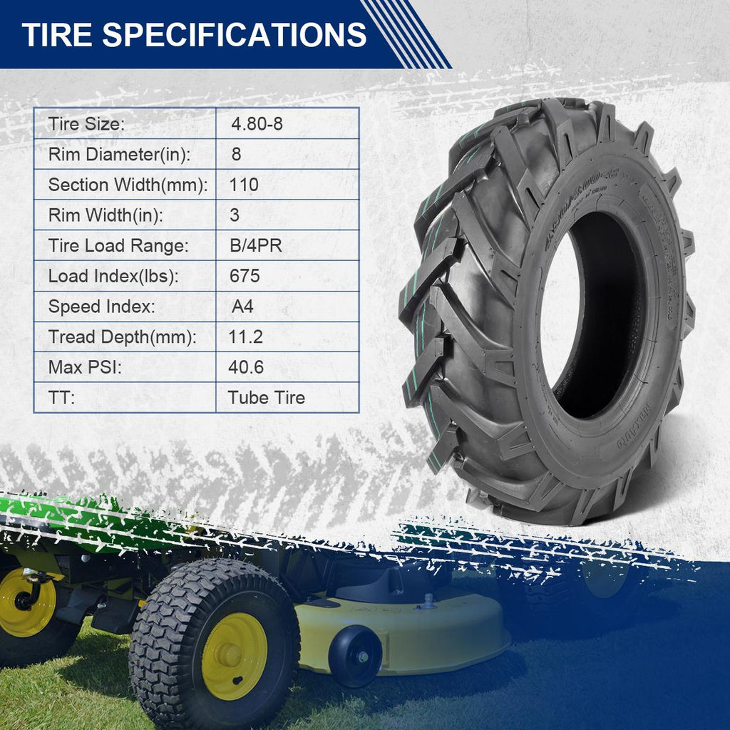 MaxAuto 2Pcs 4.80/4.00-8 Tires 4.80x4.00-8 8" Lawn Garden Tires 4.80x4 ...
