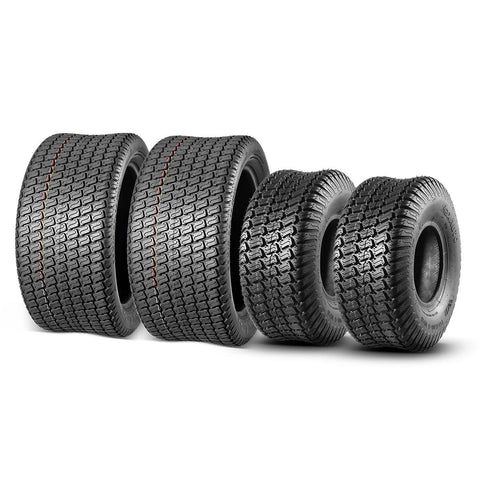 Image of MaxAuto 15x6-6 Front & 20x8-8 Rear Lawn Mower Turf Tires 4PR(2 Front Tires+2 Rear Tires)