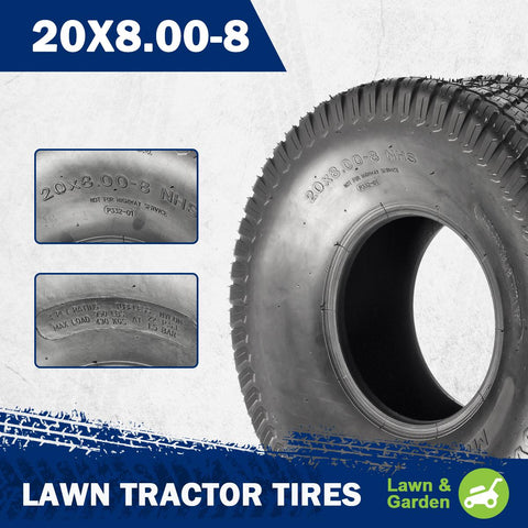 Image of MaxAuto 15x6-6 Front & 20x8-8 Rear Lawn Mower Turf Tires 4PR(2 Front Tires+2 Rear Tires)
