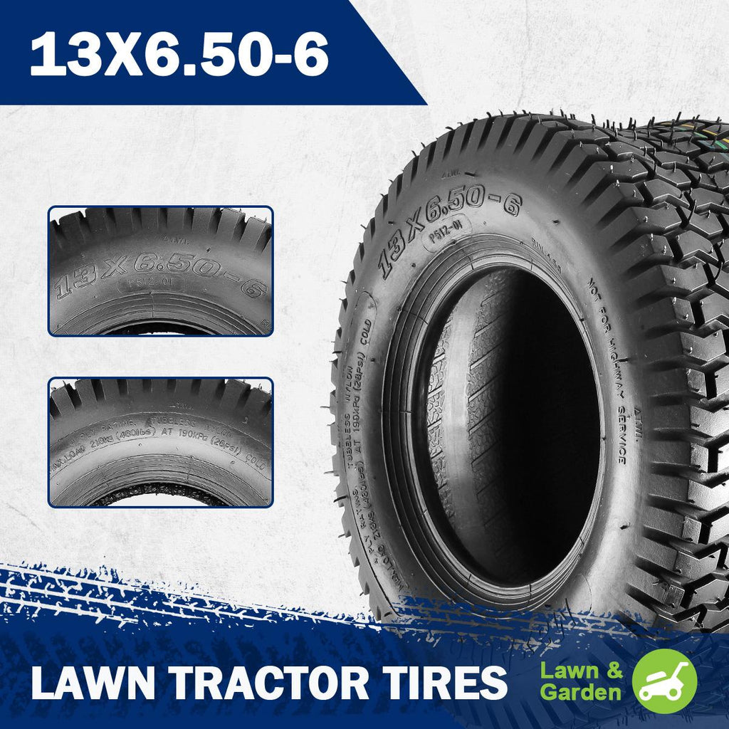 MaxAuto 2 Pcs 13x6.50-6 Turf Tire Mower Lawn and Garden Tractor, 4PR